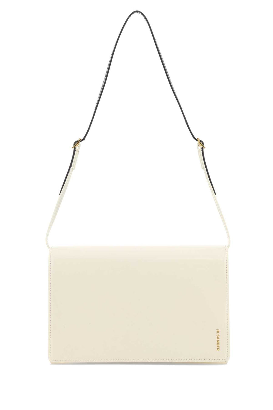 Jil Sander Exterior: 100% Calf. Lining: 100% Leather. Finishing: Golden metal shoulder bag in white