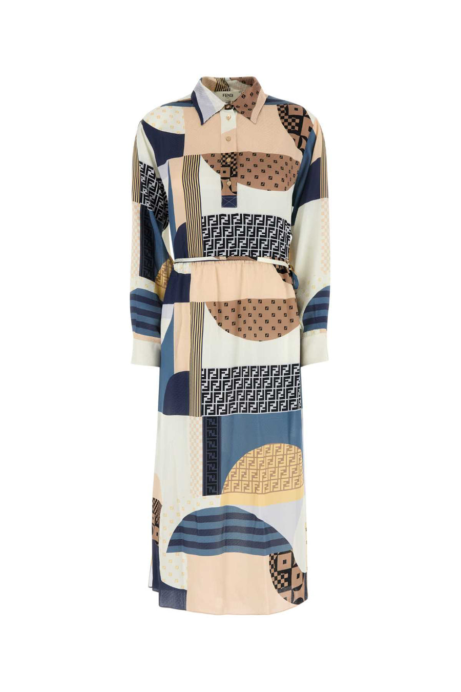 Fendi Patchwork 100% Silk dress in multicolor