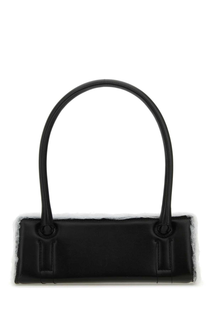 Dentro Exterior: 100% Leather shoulder bag in black