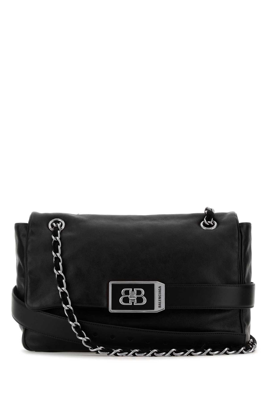 Balenciaga Flap Exterior: 100% Leather shoulder bag in black