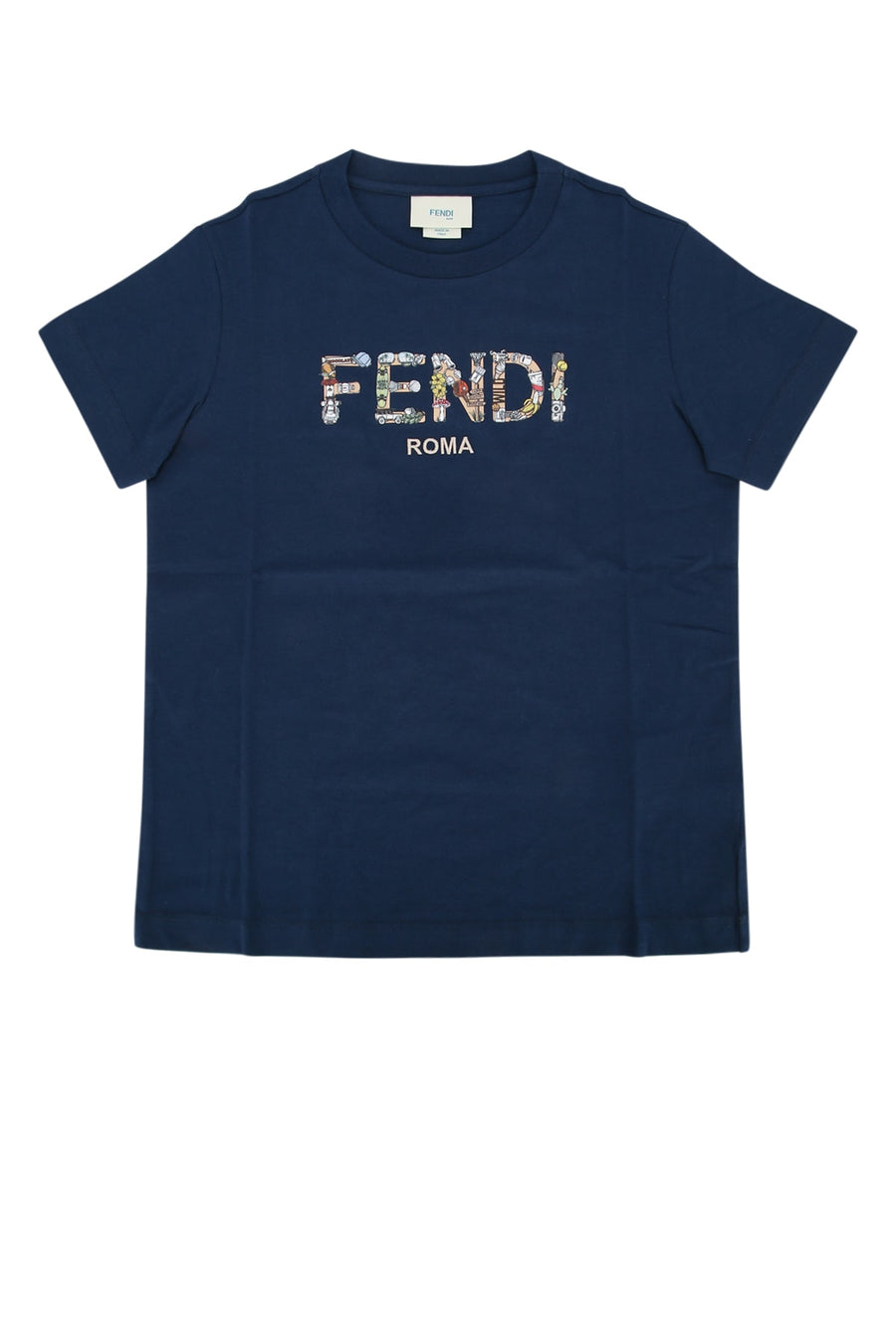 Fendi Kids Jersey 100% Cotton t-shirt in navy