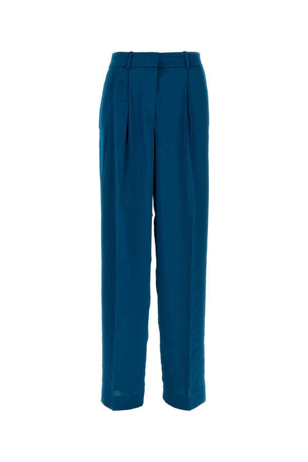Blue Satin Pant River Recycled Polyester Pantaloni
