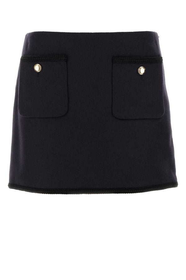 Miu Miu Exterior: 100% Virgin wool; Lining: 100% Viscose skirt in blue