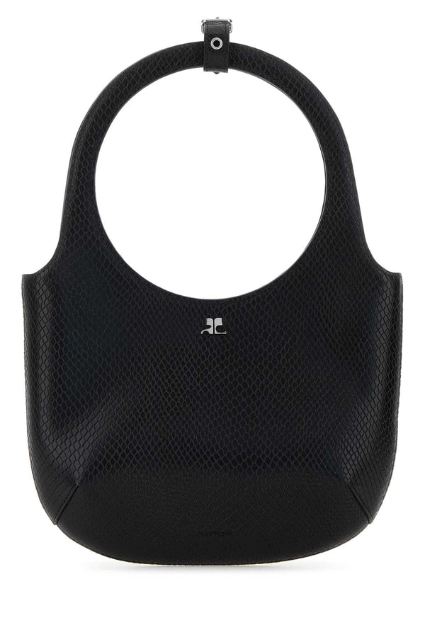 Courreges Exterior: 100% Leather; Lining: 100% Fabric; Finishing: Silver metal hobo bag in black
