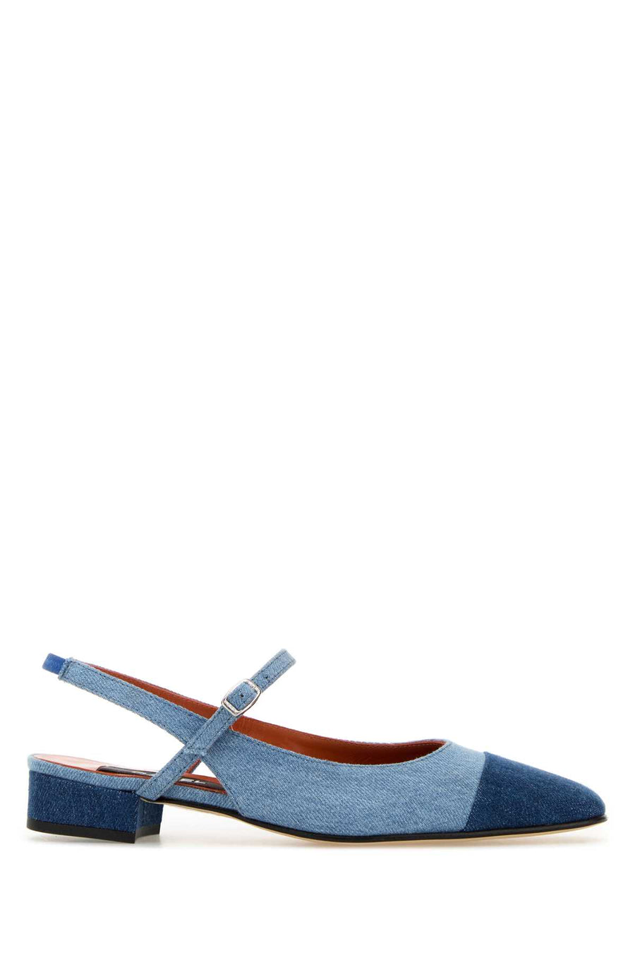 Carel Paris Slingback Exterior: 100% Fabric; Interior: 100% Leather; Sole: Leather slingback flat in blue