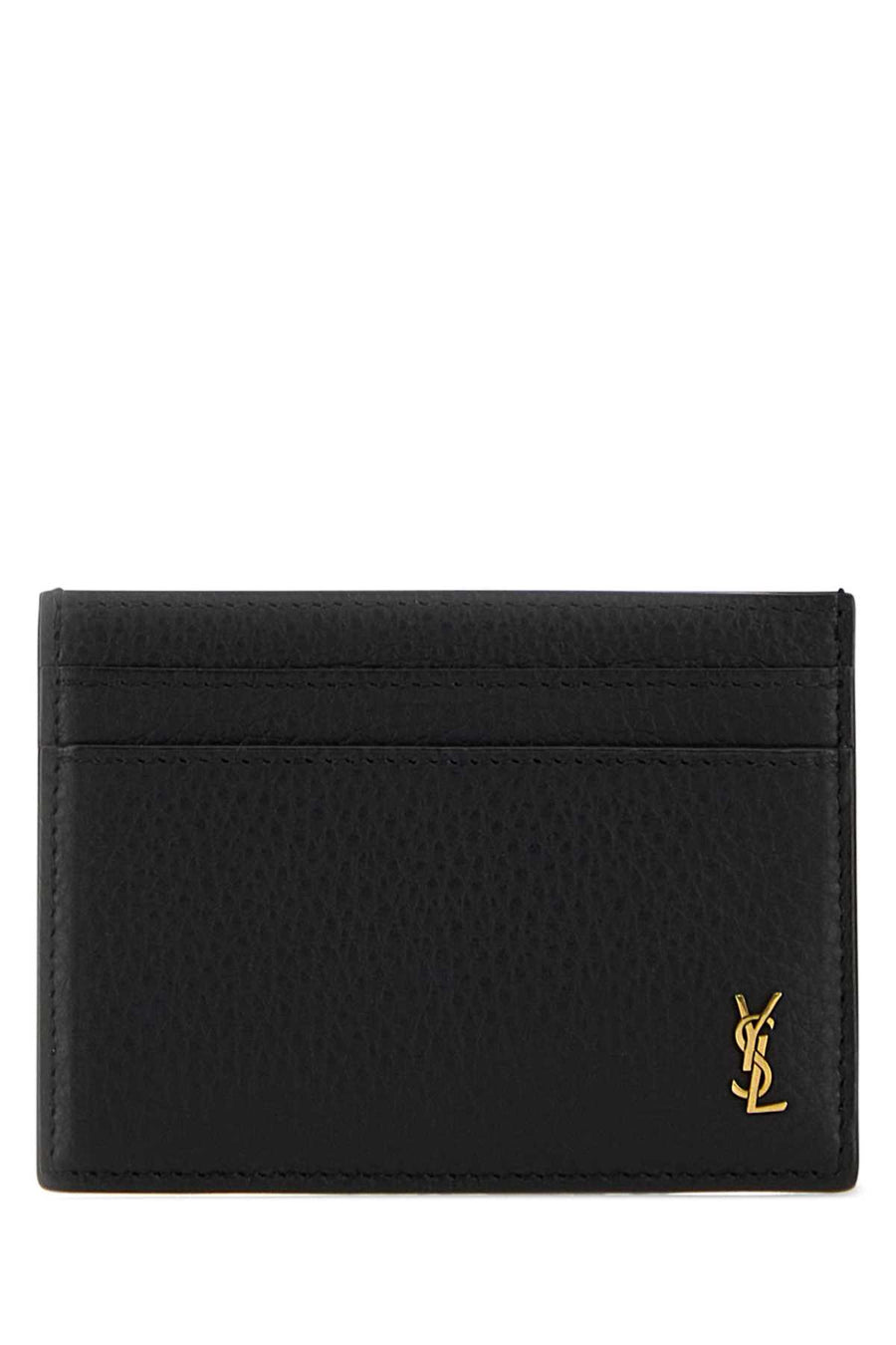 Saint Laurent Exterior: 100% Leather card case in black