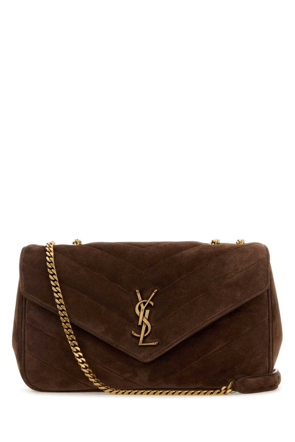 Saint Laurent Loulou Exterior: 100% Calf Lining: 100% Leather Finishing: Antiqued golden metal shoulder bag in brown