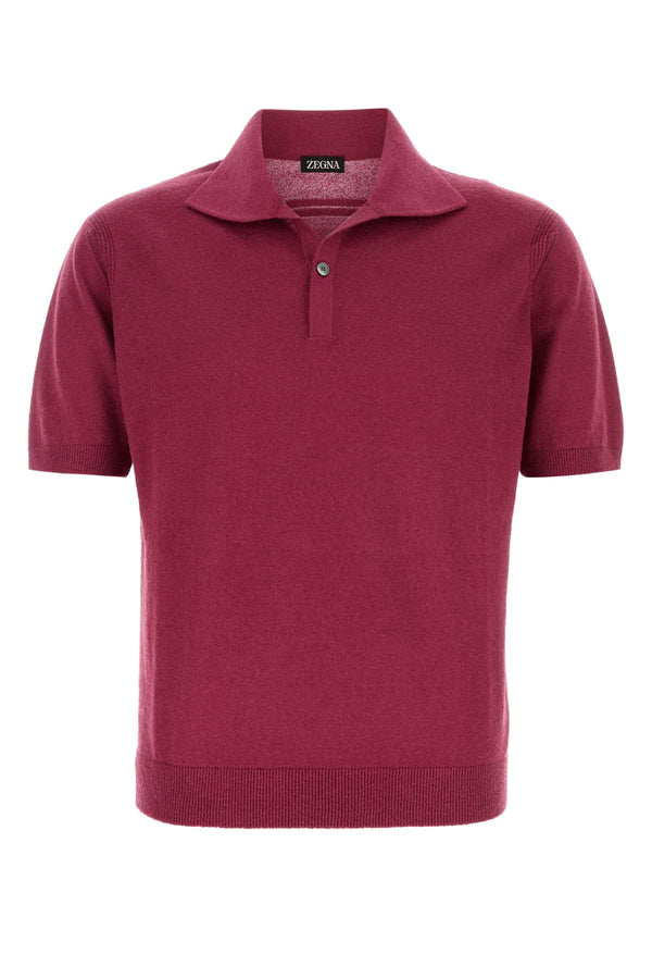 Zegna Silk 39% Linen 31% Silk 30% Cashmere polo shirt in purple