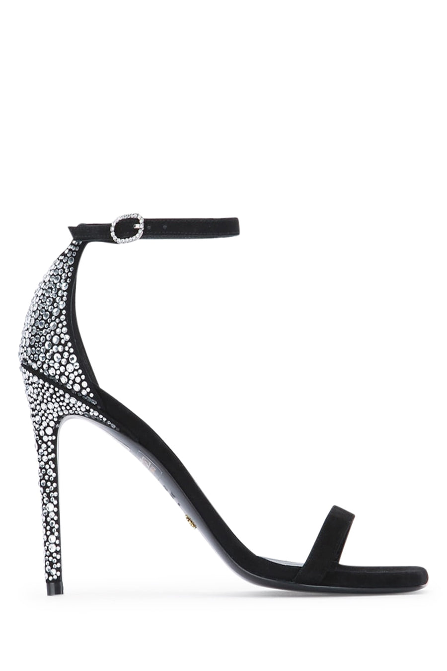 Stuart Weitzman Upper: 100% goat leather. Lining: 80% mestizo heel sandal in black