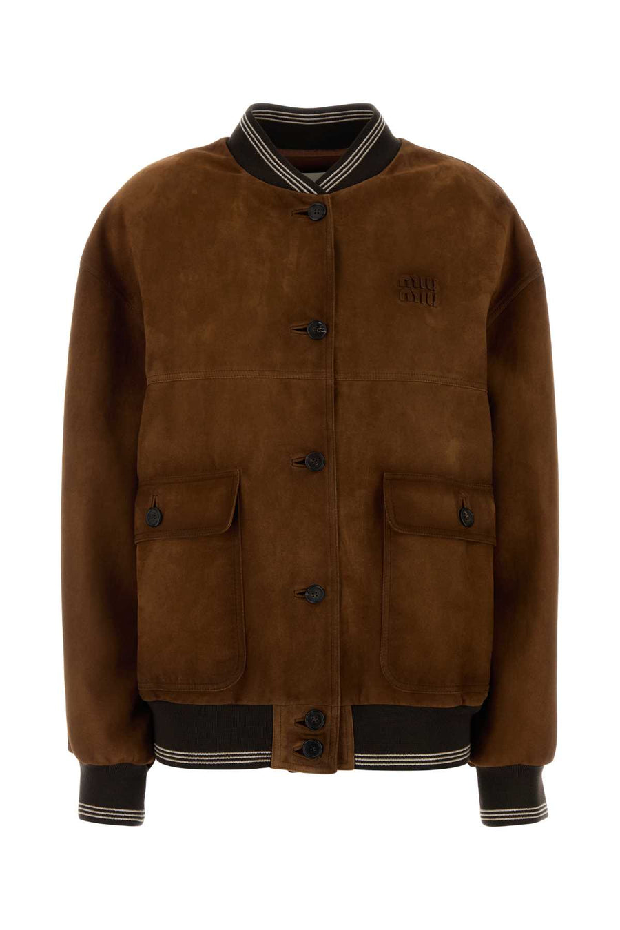 Miu Miu Pelle Exterior: 100% Lamb Suede; Lining: 100% Viscose bomber jacket in brown