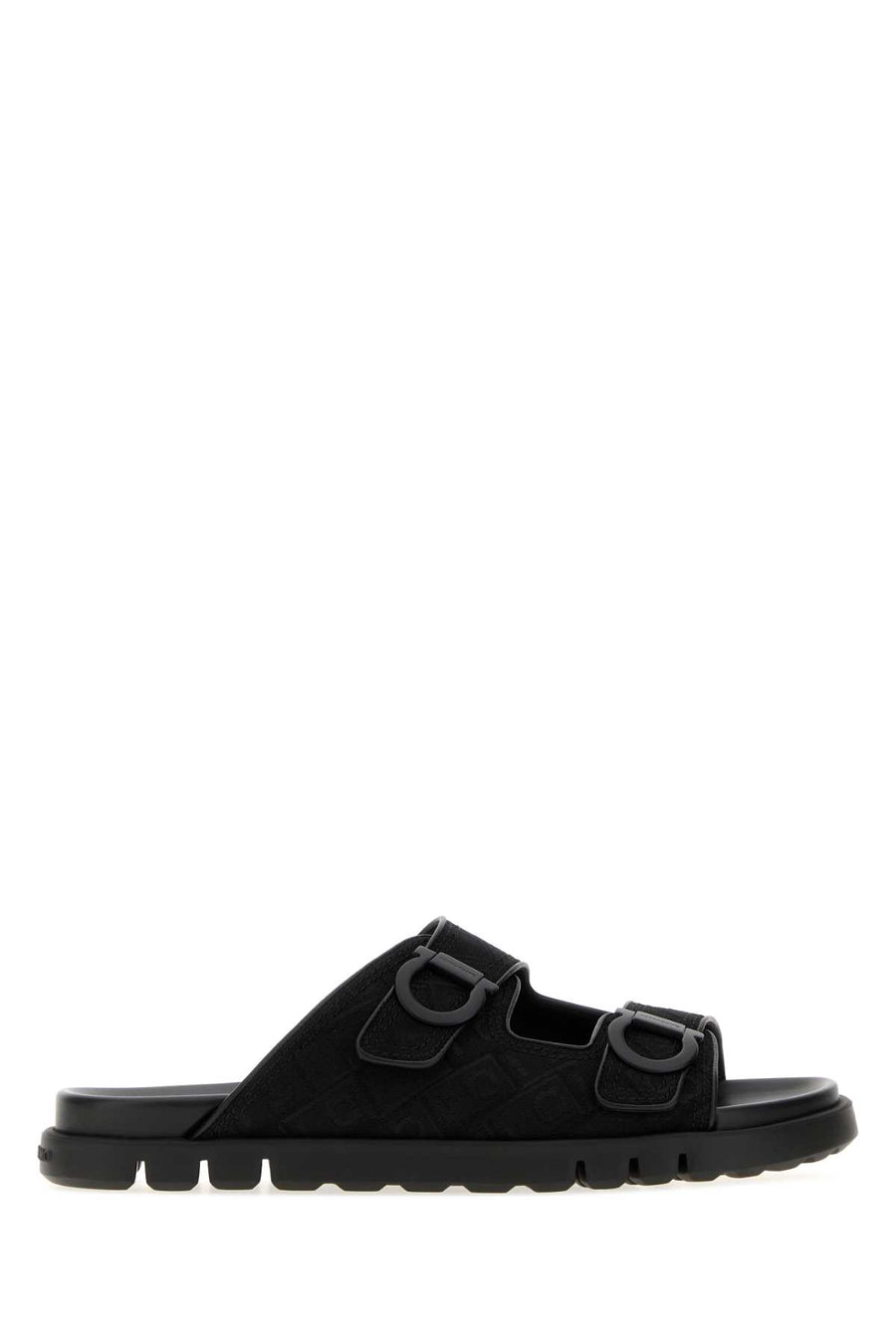 Ferragamo Exterior: 100% Fabric; Interior: 100% Leather; Sole: Rubber slide in black