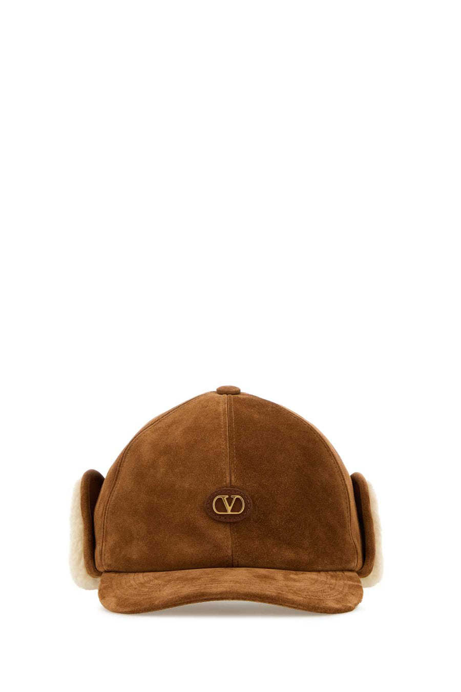 Valentino Garavani Vlogo Suede with lamb fur lining baseball cap in brown