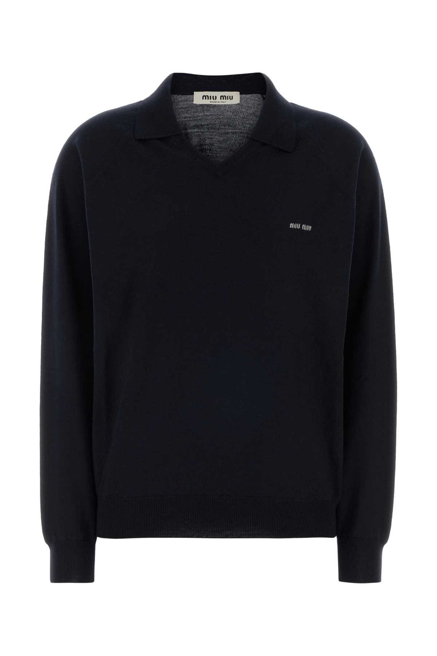 Miu Miu 100% Virgin wool polo shirt in navy