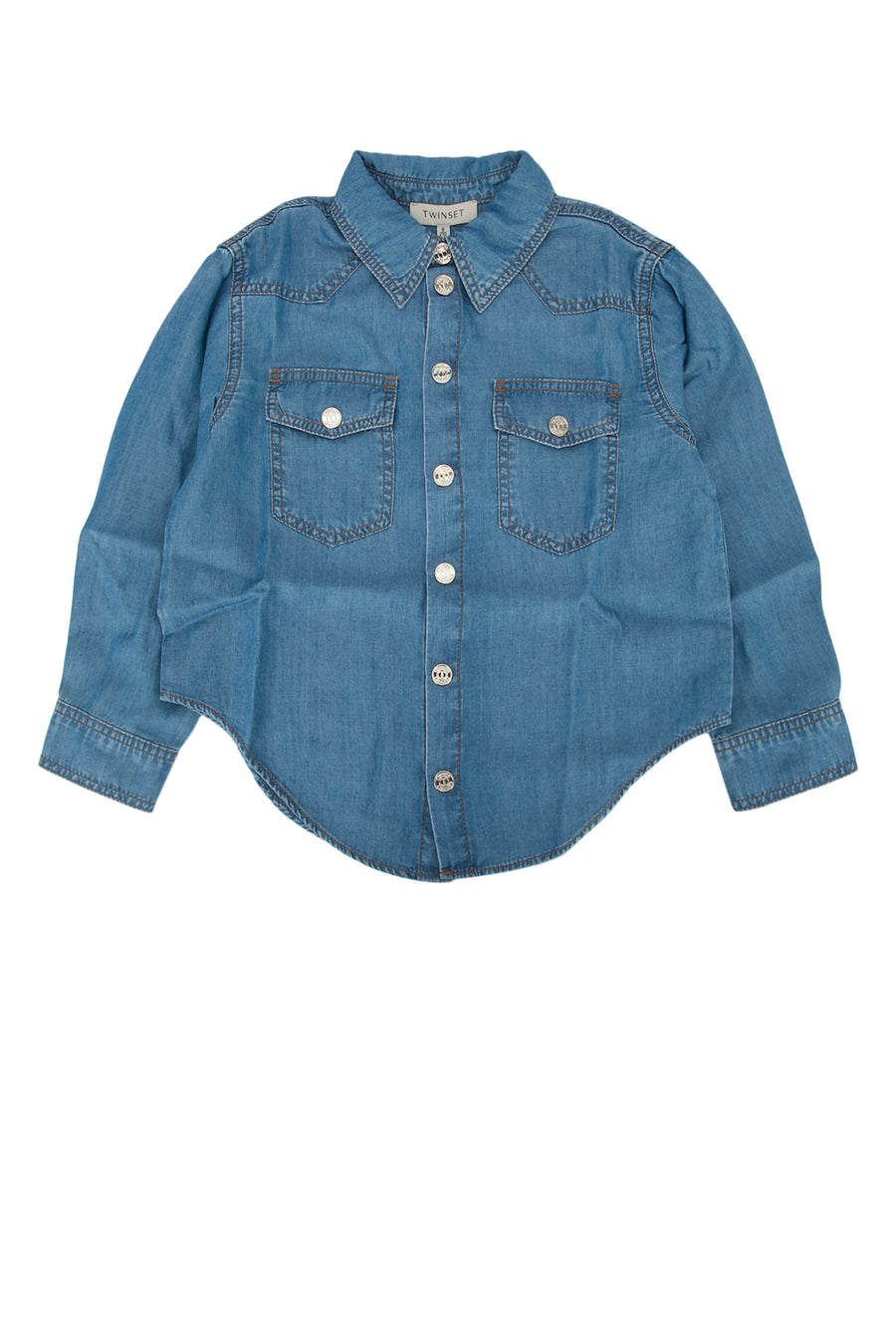 Twin-Set Denim Cotton denim shirt in blue
