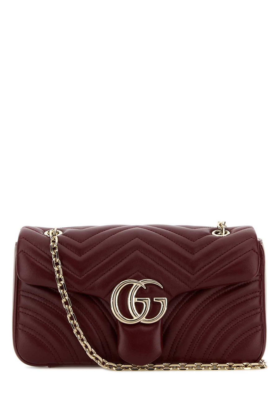 Gucci Exterior: 100% Nappa leather; Lining: 100% Fabric; Finishing: Platinum shoulder bag in burgundy