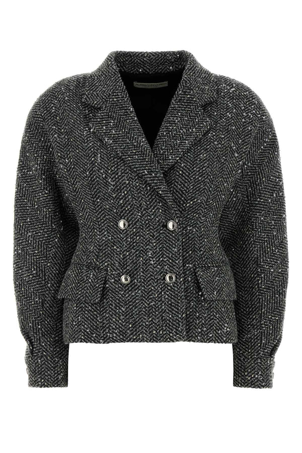 Alessandra Rich Tweed Exterior: 45% Virgin wool blazer in gray
