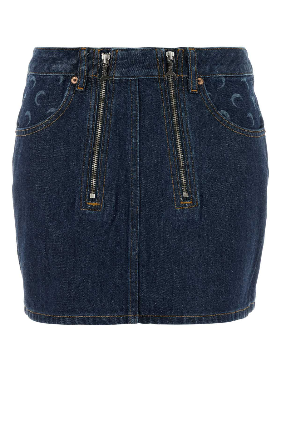 Marine Serre Skirt 100% Cotton mini skirt in navy