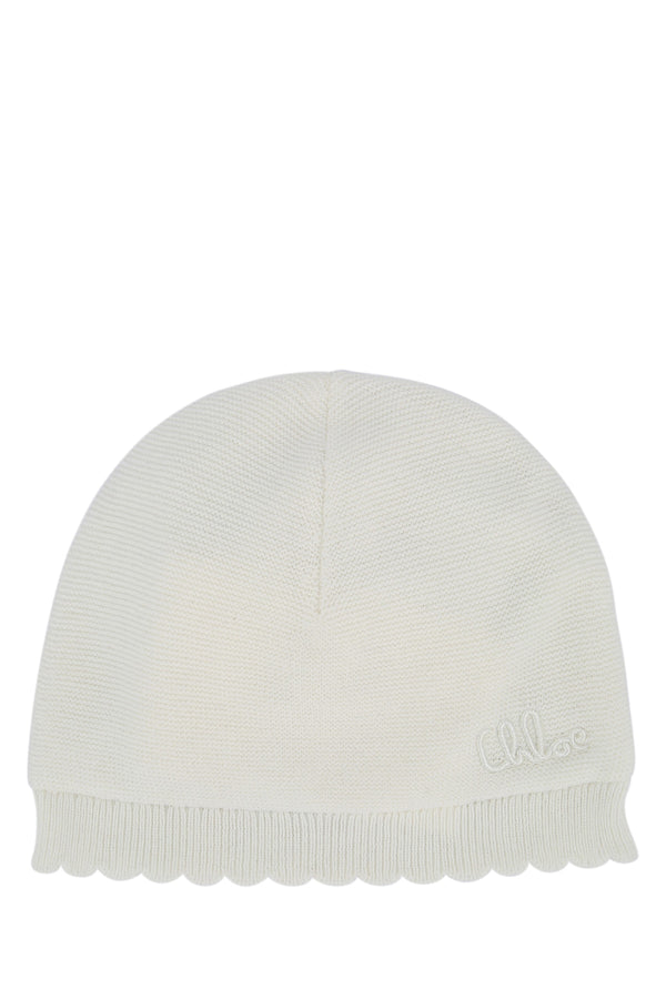 Chloe Kids Born Knit beanie in white