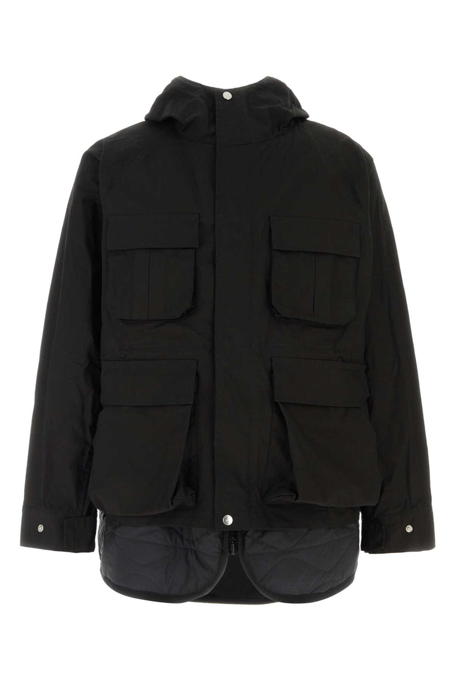 Sacai Exterior: 53% Cotton 47% Nylon; Lining: 100% Cupro jacket in black