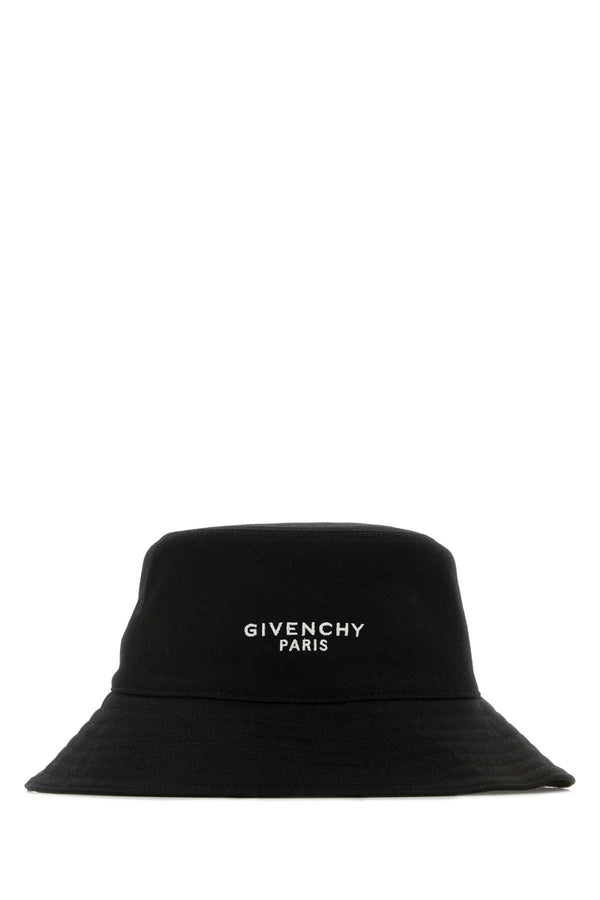 Givenchy Exterior: 90% Cotton 10% Nylon; Lining: 100% Nylon bucket hat in black