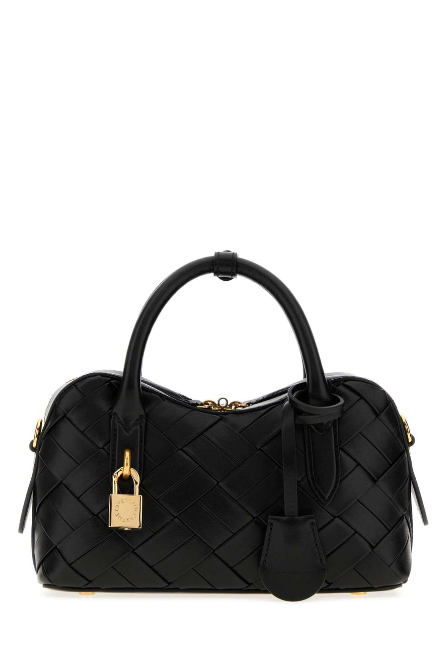 Stella McCartney Exterior: 100% Fabric; Lining: 100% Fabric; Finishing: Golden metal top handle bag in black