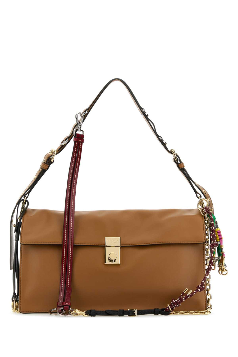 Prada 100% Vitello leather shoulder bag in brown
