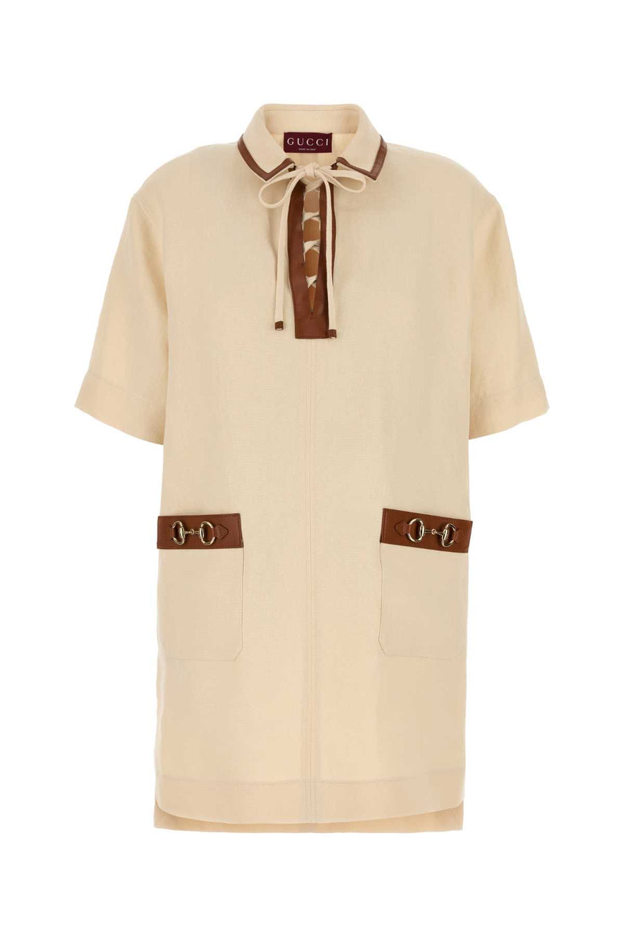 Gucci Exterior: 100% Linen mini dress in cream
