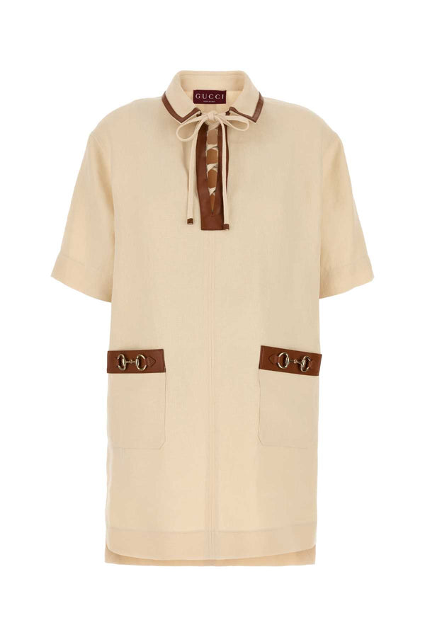 Gucci Exterior: 100% Linen mini dress in cream
