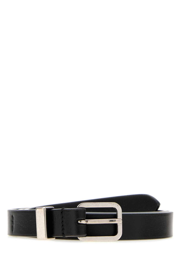 Jil Sander 100% Bovine leather; Silver metal finishing belt in black