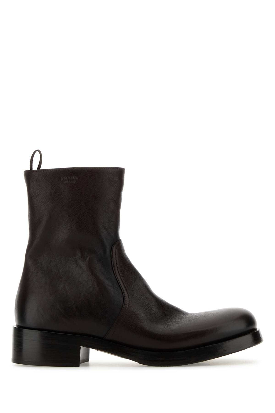 Prada Exterior: 100% Leather ankle boot in brown