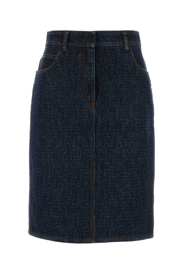 Fendi Padded Exterior: 100% Cotton; Lining: 100% Cotton denim skirt in navy