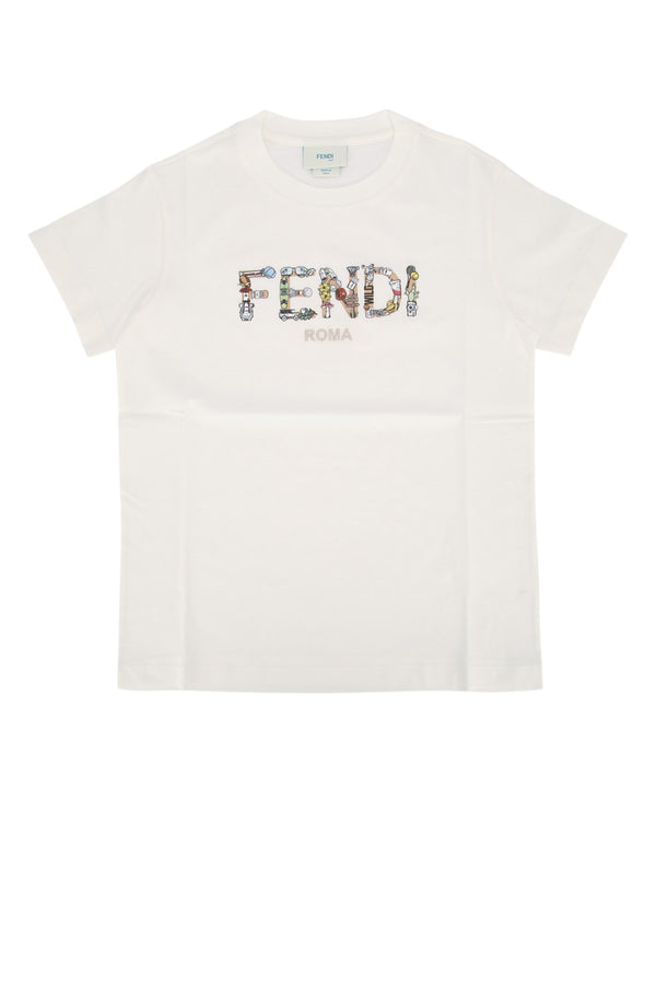 Fendi Kids Jersey 100% Cotton t-shirt in white