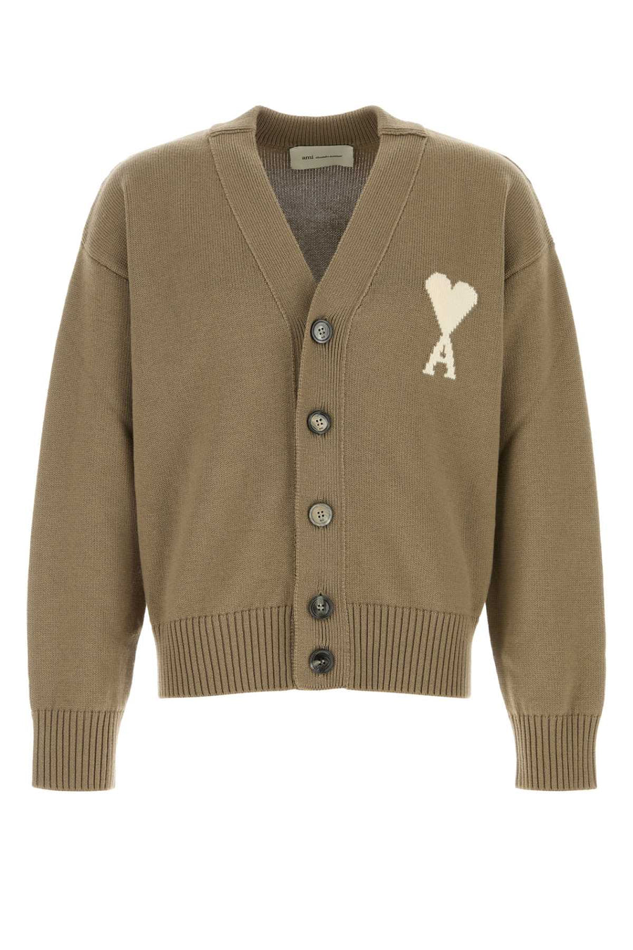 AMI Paris With 53% Virgin wool cardigan in beige