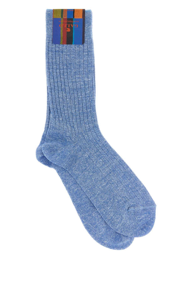 Gallo Mezza 55% Linen socks in blue