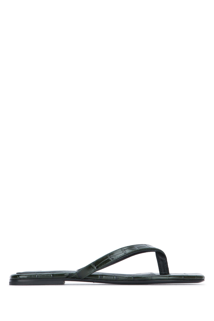 Toteme Flip 100% cow leather flip flops in green