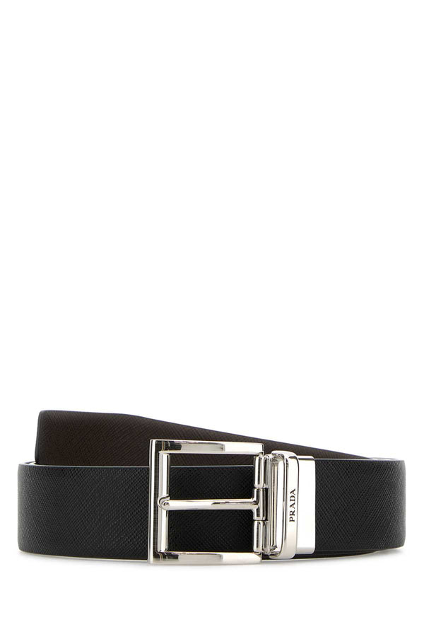 Prada 100% calf leather belt in black