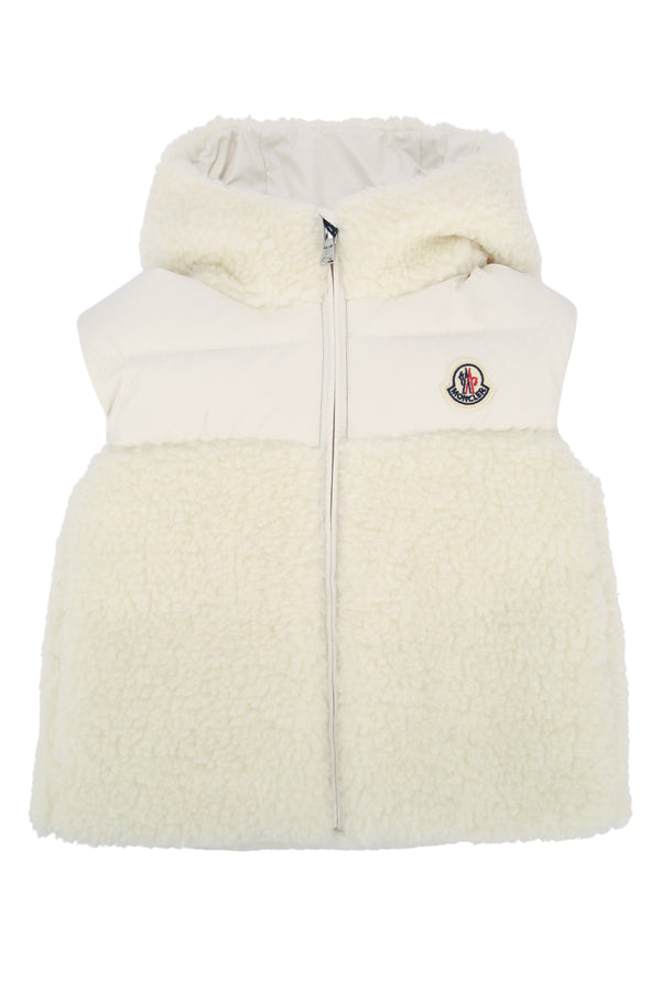 Moncler Jr Baby 85% polyamide vest in white