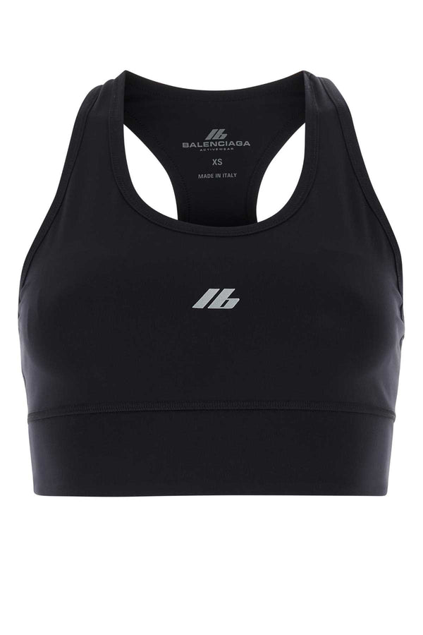Black Stretch Nylon Crop-Top Blackreflective Maglie