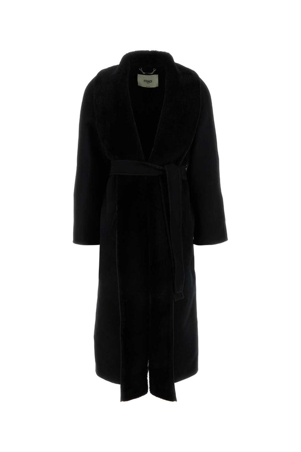 Fendi Cappotto Exterior: 99% Wool 1% Silk coat in black