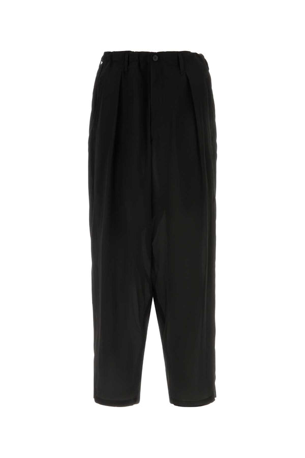 Yohji Yamamoto Tuck 100% Silk trousers in black