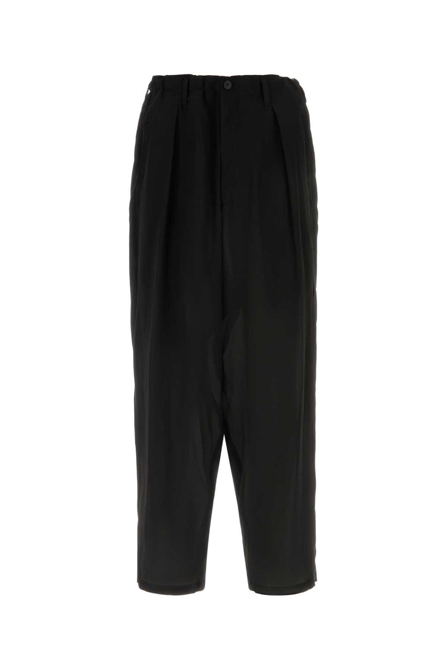 Yohji Yamamoto Tuck 100% Silk trousers in black