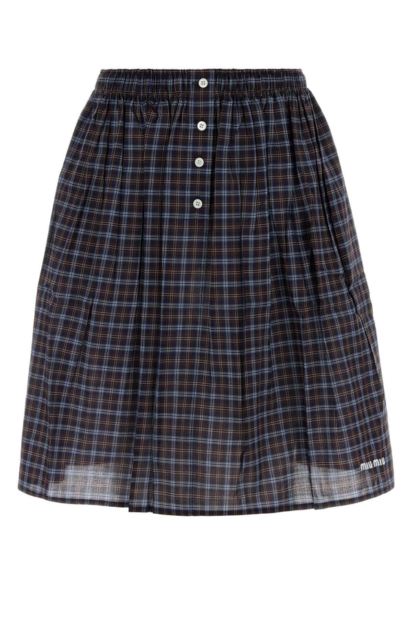 Embroidered Cotton Skirt Blucacao Exterior: Gonne