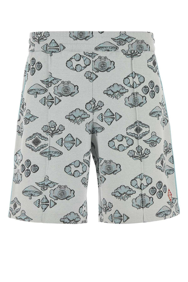 Casablanca Jacquard 76% Cotton bermuda shorts in beige