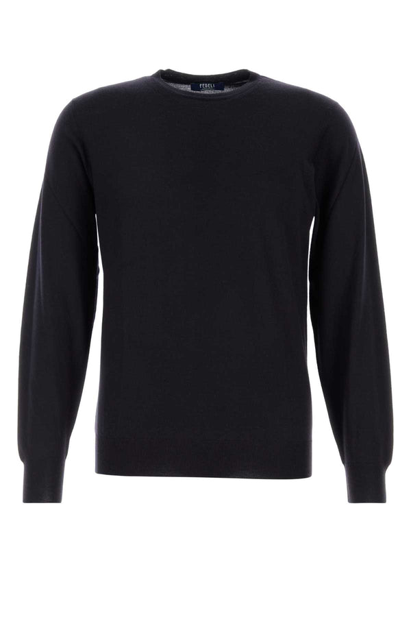 Fedeli 100% Virgin wool sweater in navy