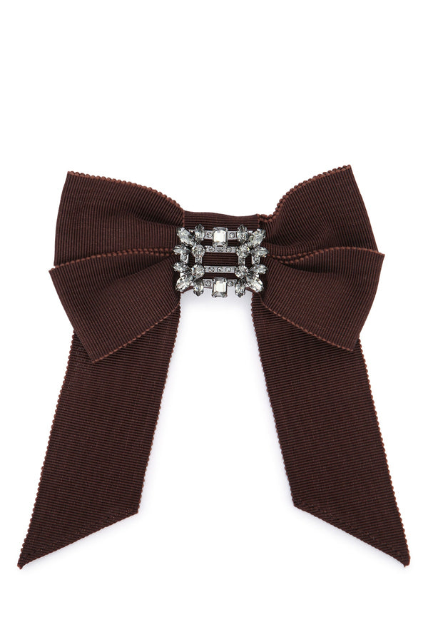 Roger Vivier Broche Grosgrain ribbon hair clip in brown