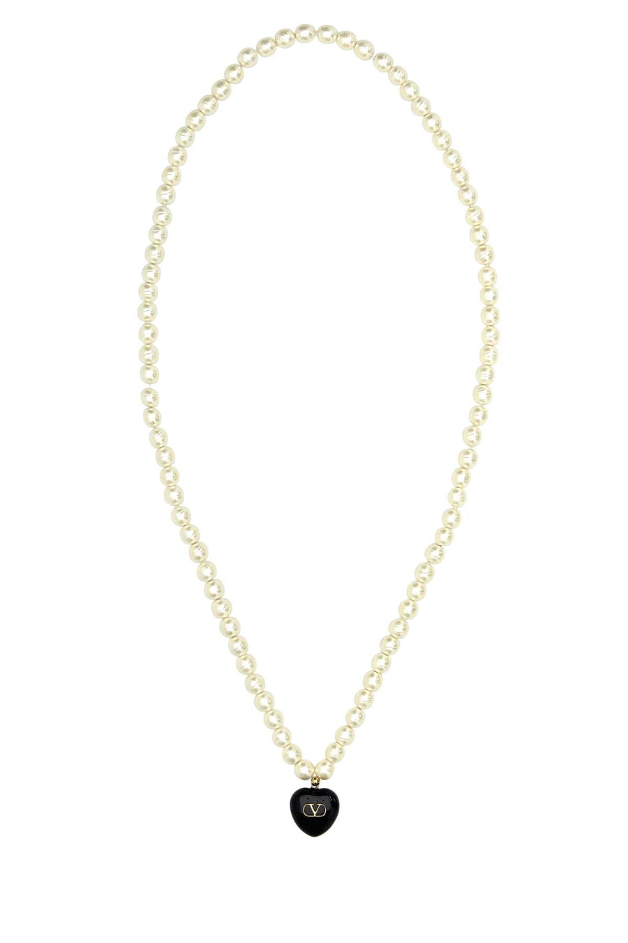 Valentino Garavani Cuore 100% Pearls with gold finishing necklace in white
