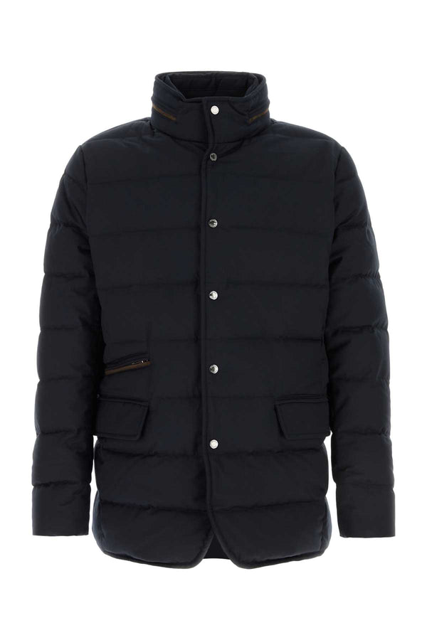 Moorer Exterior: 84% Polyester 16% Viscose; Lining: 100% Nylon; Padding: 95% Down 5% Feather down jacket in navy