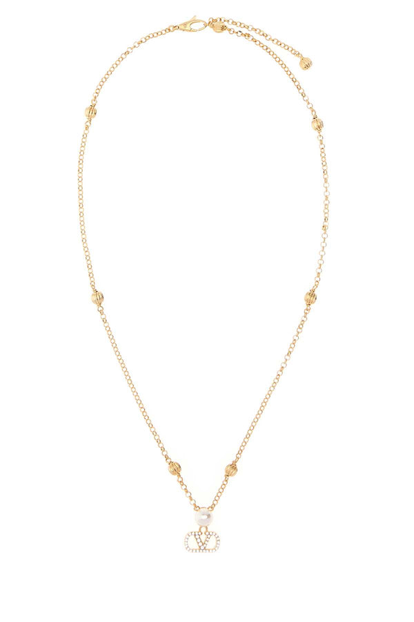 Gold Metal Vlogo Signature Necklace Orocreamcrystal Collane