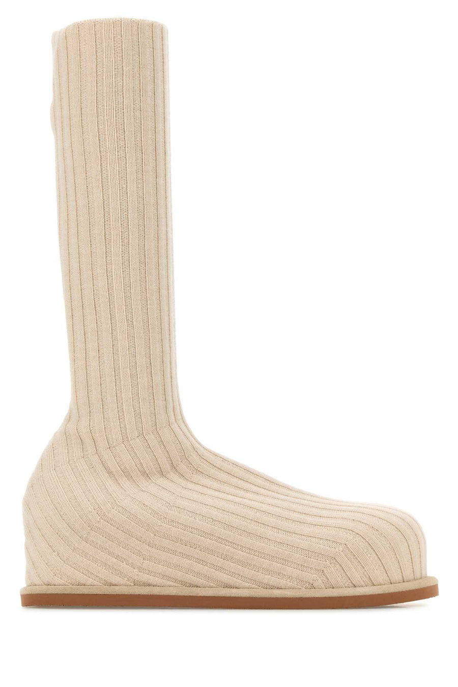 Amina Muaddi Stretch Exterior: 100% Fabric; Interior: 100% Leather; Sole: Rubber boot in beige