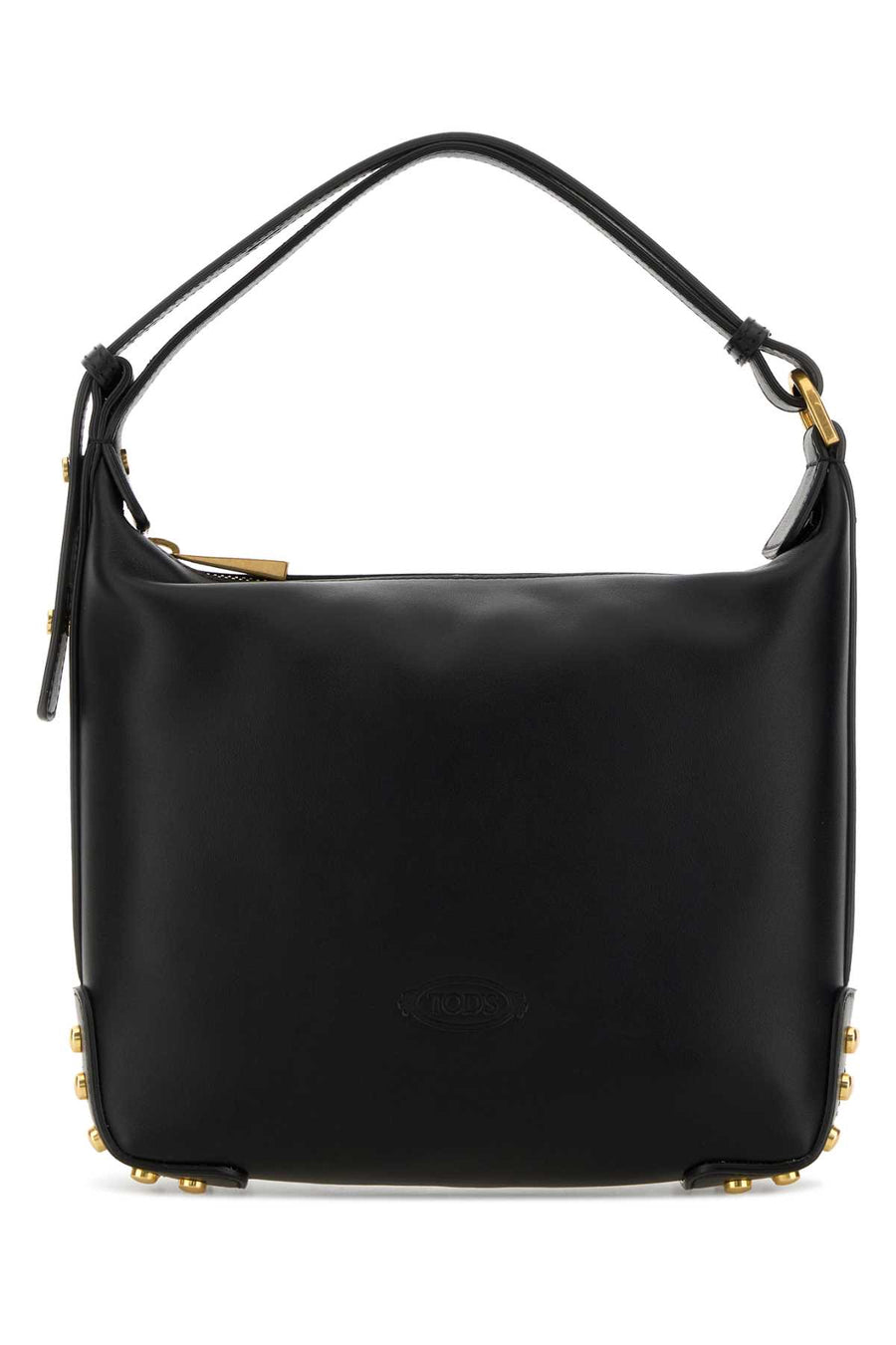 Tod's Sacca Exterior: 100% Calf Lining: 100% Fabric Finishing: Golden metal shoulder bag in black